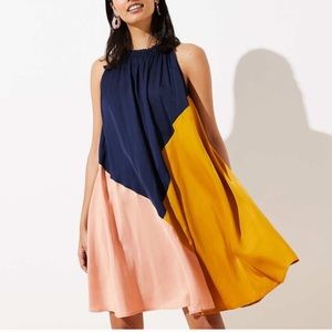 Loft Colorblock Halter Swing Dress